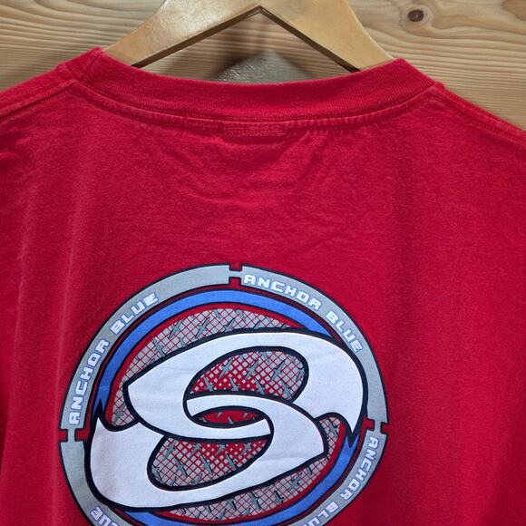 VTG Anchor Blue Surf Beach T Shirt Men XL Original Logo Y2k Stain READ - Picture 4 of 11